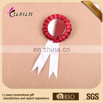 high quality fashion new design printing round button wholesale ribbon rosette flag badge for national day