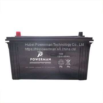 Powerman 12V 100Ah Lead Acid Portable maintenance free car battery for starting from chinese suppliers or manufacturers