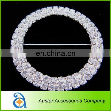 Double Rows round crystal rhinestone buckles for wedding invitations,Wedding chair sash buckle with pin back,chair cover pin