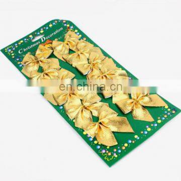Gold 12pcs Bow Christmas Present Tree Decoration Bowknot Party Xmas Decor Festival Supplies New Arrival