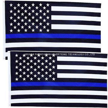 Cheap Flag Factory Wholesale 3x5 Ft Stock Black White Blue Stripes American Flags photo-3