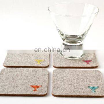 Hot Selling Custom Logo Round Printing Wood Coaster Felt Drink Coasters Set photo-7