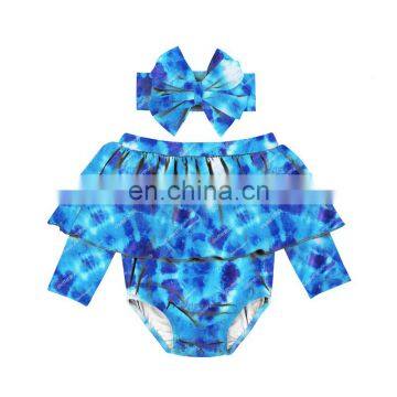 Baby Off Shoulder Bodysuit Fall Kids Clothing Tie Dye Romper photo-2