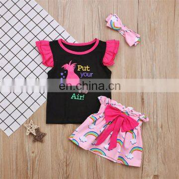 Summer Girls Clothing Sets Ruffle Children Boutique Outfit