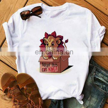 New Cute Lion King Lady T-shirt Cartoon Printing Harajuku Female T-shirt Loose Short Sleeve Top photo-6