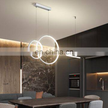 Modern minimalist design, light luxury dining table, bar long chandelier Nordic creative minimalist ring restaurant chandelier