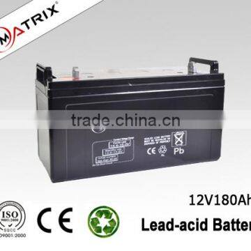 12V 180AH agm deep cycle solar battery with CE ISO MSDS