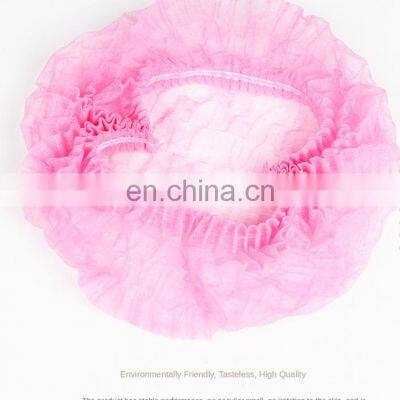 21" Disposable Non Woven Single Elastic Bouffant Cap Colorful Shower Cap for Hospital Hotel Lab photo-2