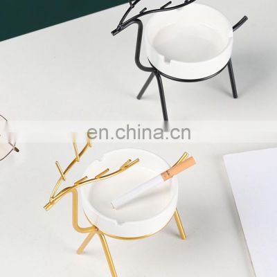 Benison Wholesale Customized Design Gold Metal and Black Deer Candle Lantern Holder Decoration for sale