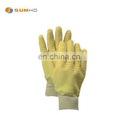 Sunnyhope Fishing Latex Jersey Cotton Liner Gloves Rubber Hand Gloves Rubber Yellow Wave Crinkle Latex Wide Mouth Glove photo-4