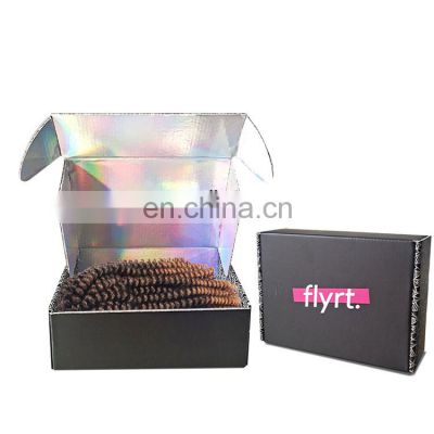 Custom Logo Printed Virgin Hair Extension Fold Shipping Corrugated Mailer Box Packaging For Wig Hair