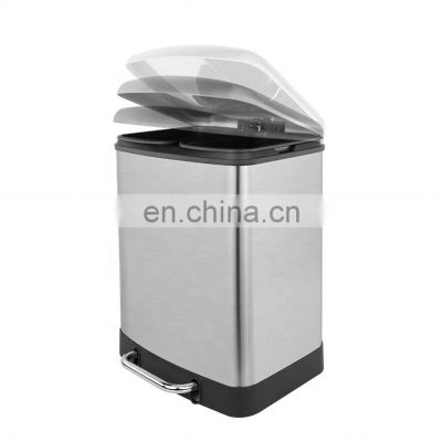 High quality 2 compartments 24 liter recycling bin soft closing stainless steel large recycle household Kitchen trash can