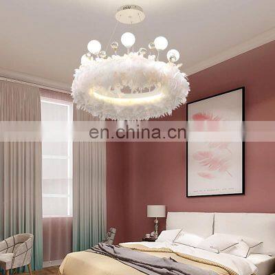 Nordic Modern Pendant Lighting Fixtures Feather Ceiling Lamp Bedroom Light For Girls