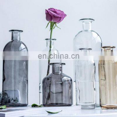 Tabletop Decoration Wholesale Nordic Home Wedding Diffuser Creative Unique Decorative Clear Flower Bottle Glass Vase photo-4