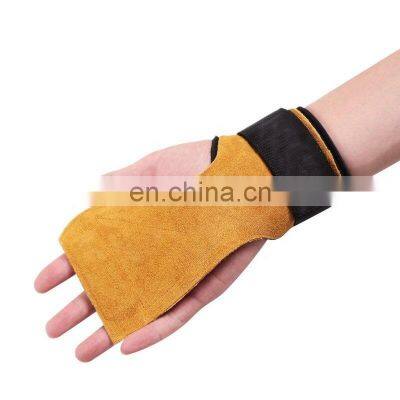 Leather WeightLifting Workout Gloves Gym Grip Palm Protector Strap Weight Lifting Pad Wrist Wraps Dumbbell photo-3