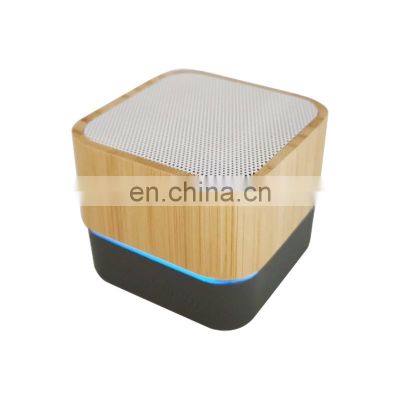 Bamboo Wood Square Mini Subwoofer Portable Wireless Speaker For Mobile Phone