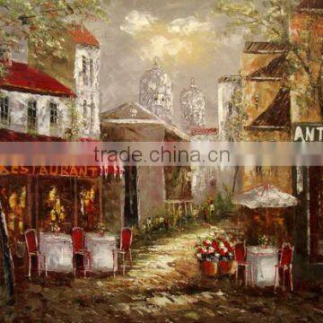 new artwork handmade Paris street canvas oil painting home decoration wholesale