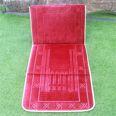 Comfortable Thick Flannel Praying Rug Foldable Travel Muslim Prayer Mat with Backrest