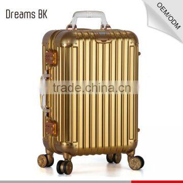 National classic gloden school long luggage case travel trolley luggage suitcase bag with multiwheels