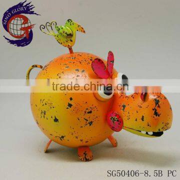 garden features iron cute hippo for garden art decoration