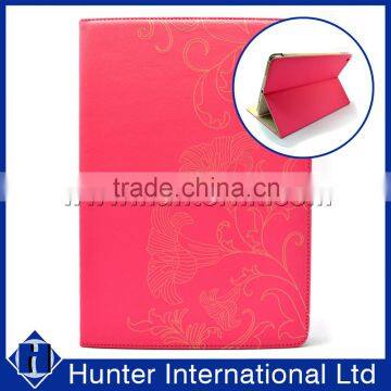 Hot Pink Embossed Flowers Tablet Case For iPad Pro