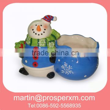 Christmas ceramic snowman candy bowl cutter