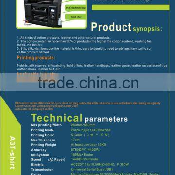 A3 desktop top-selling DTG model 1 year guaranteed tshirt printing machine