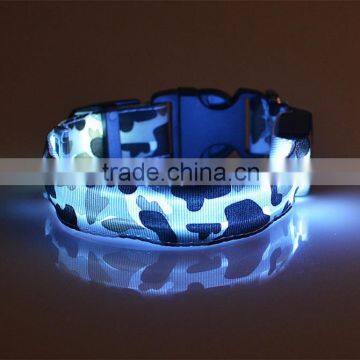 Pet Dogs Camouflage LED Collar Safety Night Lighted up Nylon LED Collar