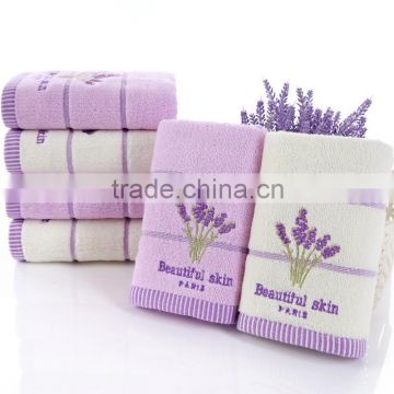 100% cotton face towel 32 strands of yarn jacquard lavender Embroidered towel