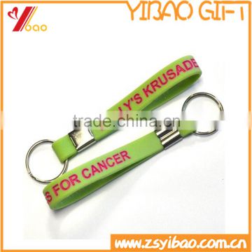 Wholesale silicone keychain, debossed/printed/embossed logo soft rubber key ring