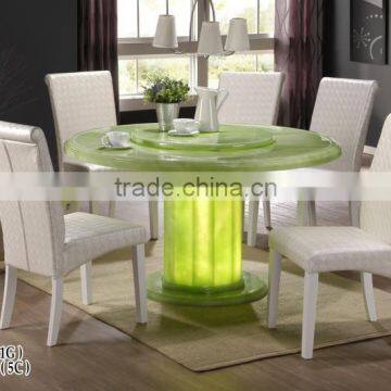 Marble Dining Table Wooden Chair Glowing Table Stand photo-3