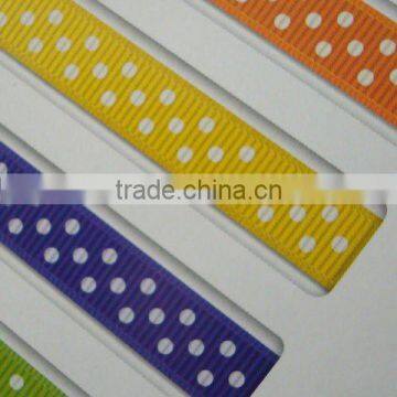 Regular dots printed grosgrain ribbon