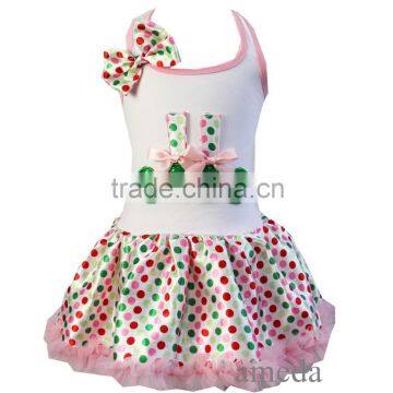 Baby Xmas Elf Colorful Polka Dots Petti Pettiskirt Tutu Party Dress