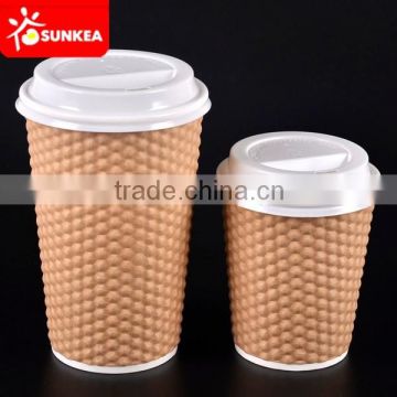 12oz disposable custom printed kraft diamond coffee paper cup