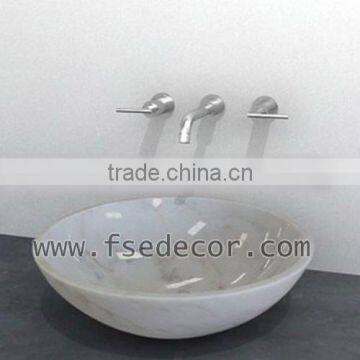 Moon White Round Vessel Sink Stone