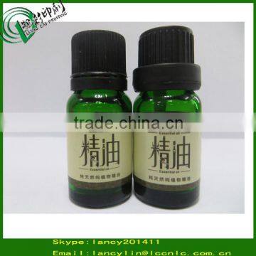 Good quality glossy green 15ml essential oil glass bottle with black cap