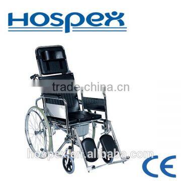 Steel Reclining commode wheelchair