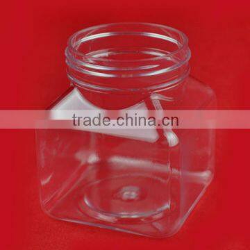 PET Plastic Transparent 200 ml Square Candy Jar With Black Cap photo-4