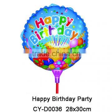 2016 happy birthday round shaped foil balloon cup stick shaped helium balloon for birthday party decoration