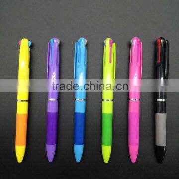 hot selling plastic 3 color promotional pen blue ink red ink black ink