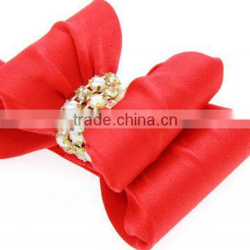 Cute Silk Bow Headbands,Pearl Rhinestone Center Bow Headband for Babies photo-3