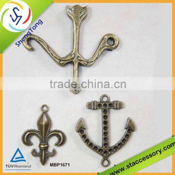 Wholesale alloy charms, anti. brass color charm, bulk bow and arrow charms