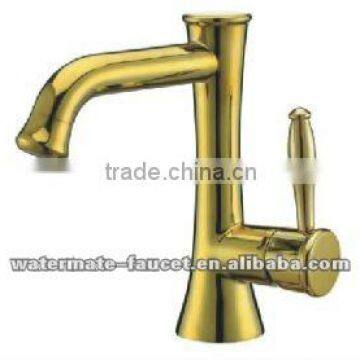 Single Handle Bathroom Vessel Deck Faucet in Gold Finish