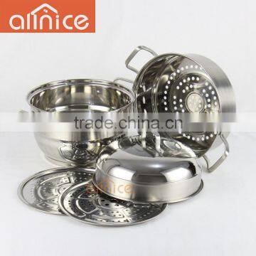 High Quality 28/30/32cm 2 Layers Stainless Steel Steamer Pot for Cooking With Aluminum Capsulated Bottom photo-3