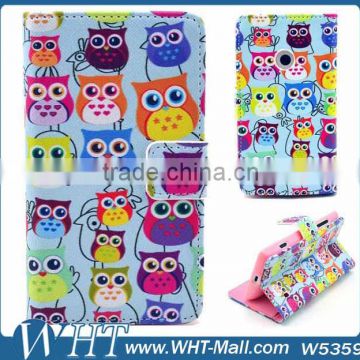 2014 New Products China Supplier OWL Purse PU Printing Wallet Leather Flip Case Stand Booklet Cover Shell For Nokia Lumia 520