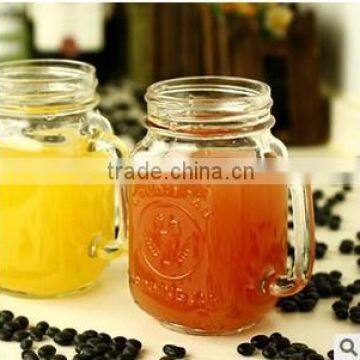 16oz colored glass mason jar with embossed logo