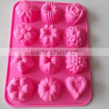 12-Heart Flower Silicone Soap Molds /chocolate candy molds