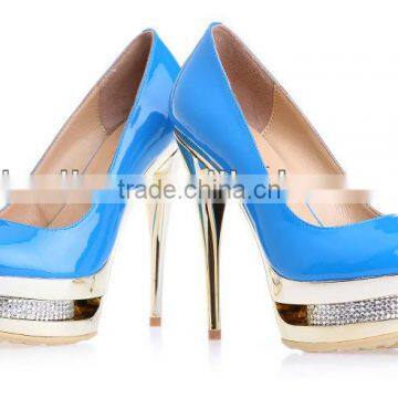 New brand designer 400272-3c blue luxury shoes double platform sexy club heels