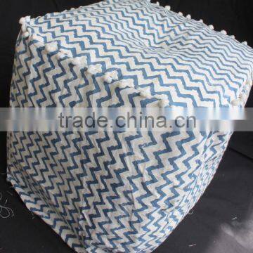 Exclusive Home Furnishing Cotton Floor Cushion Cover or Ottoman Stool Square Pouf India