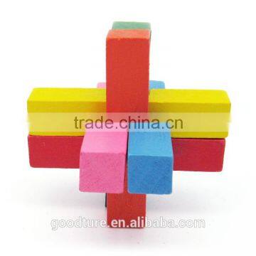 2015 Hot Sale Wooden IQ Intelligent Puzzle Magic Puzzle Kongming Lock Brain Teaser Model Number GAD1107